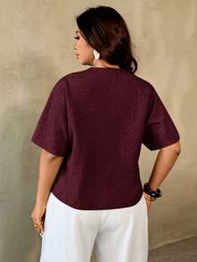 Auralis Camisa casual/de trabajo de manga corta para mujer de talla grande - Burdeos - Ver 2