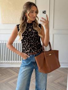 Easowa Áo tank top tay ngắn in họa tiết dành cho nữ, kiểu dáng thường ngày, thích hợp cho mùa hè. - Nhiều màu - Xem 6