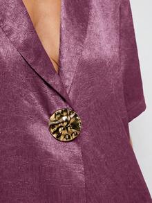 MAIJA Business Professional Solid Colour Tailored Blazer Set - Purple - View 8