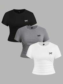 Comfortcana Set de 3 camisetas casuales de ajuste slim talla grande - Multicolor - Ver 11