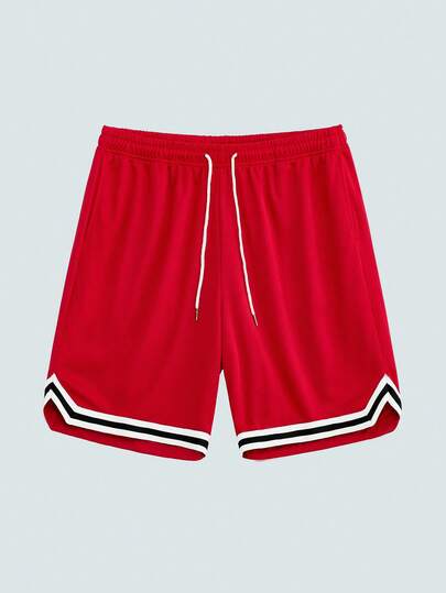 Modcrash Men's Summer Fashion Sports Basketball Shorts, Drawstring Elastic Mesh Quick-Dry Knee-Length Shorts
