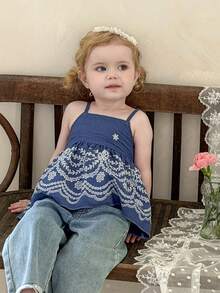 LMoss Kids Baby Girl Vacation Casual Floral Print Camisole Top - Multicolor - View 5