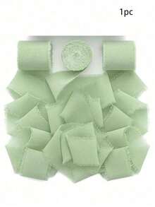 1/3/6 Cuộn ruy băng chiffon thủ công màu xanh lá cây nhạt, vải tua rua thủ công tự làm, ruy băng chiffon gói quà, ruy băng tua rua 1,5 inch x 21 yard, thích hợp cho thiệp mời đám cưới, bó hoa cưới, gói quà, đồ thủ công tự làm, làm nơ, trang trí tiệc. - màu xanh lợt - Xem 8