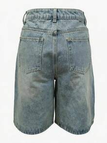 Quần short denim nữ casual thường ngày, chất liệu denim mài, có túi xéo, thích hợp cho mùa hè. - Rửa nhẹ - Xem 3