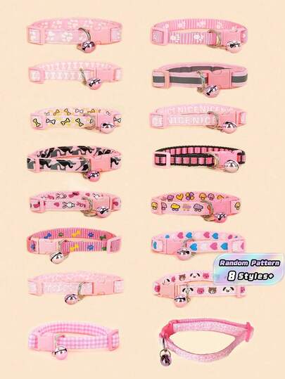 5 ชิ้น ปลอกคอสุนัขและแมวการ์ตูนน่ารัก มีกระดิ่ง - ลวดลายแบบสุ่ม ปลอกคอสัตว์เลี้ยงสำหรับสัตว์เลี้ยงขนาดเล็กถึงปานกลาง, ชุดปลอกคอลูกแมวลูกสุนัขตกแต่งปรับขนาดได้ พีวีซีที่ทนทาน น่ารักสำหรับแมวสุนัข ของขวัญสำหรับคนรักสัตว์เลี้ยง