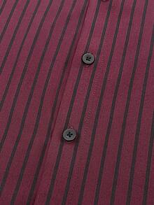 Manfinity Mode Men's Burgundy Striped Long Sleeve Shirt Collar Business Commuting Top In Polyester Tuxedo, Formal, Ceremony - Burgundy - View 5