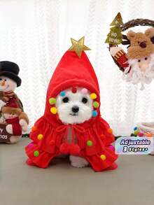 Piece Set Adjustable Size For Dogs Cats Soft Fleece Warm Lining Red Green Plaid Christmas Pattern Pet Clothes Christmas Holiday Autumn Winter Season Festive Pet Costume Outfit - Red - View 1