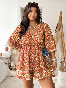 Vionelle Mono informal de talla grande con estampado colorido - Multicolor - Ver 6