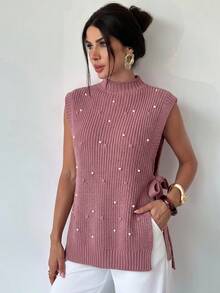 Women Sweater Vests - Dusty Pink - View 4