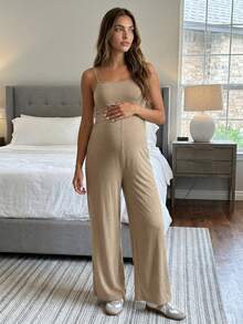 SHEIN Bộ áo liền quần bầu dáng rộng thoải mái - Màu Khaki - Xem 2