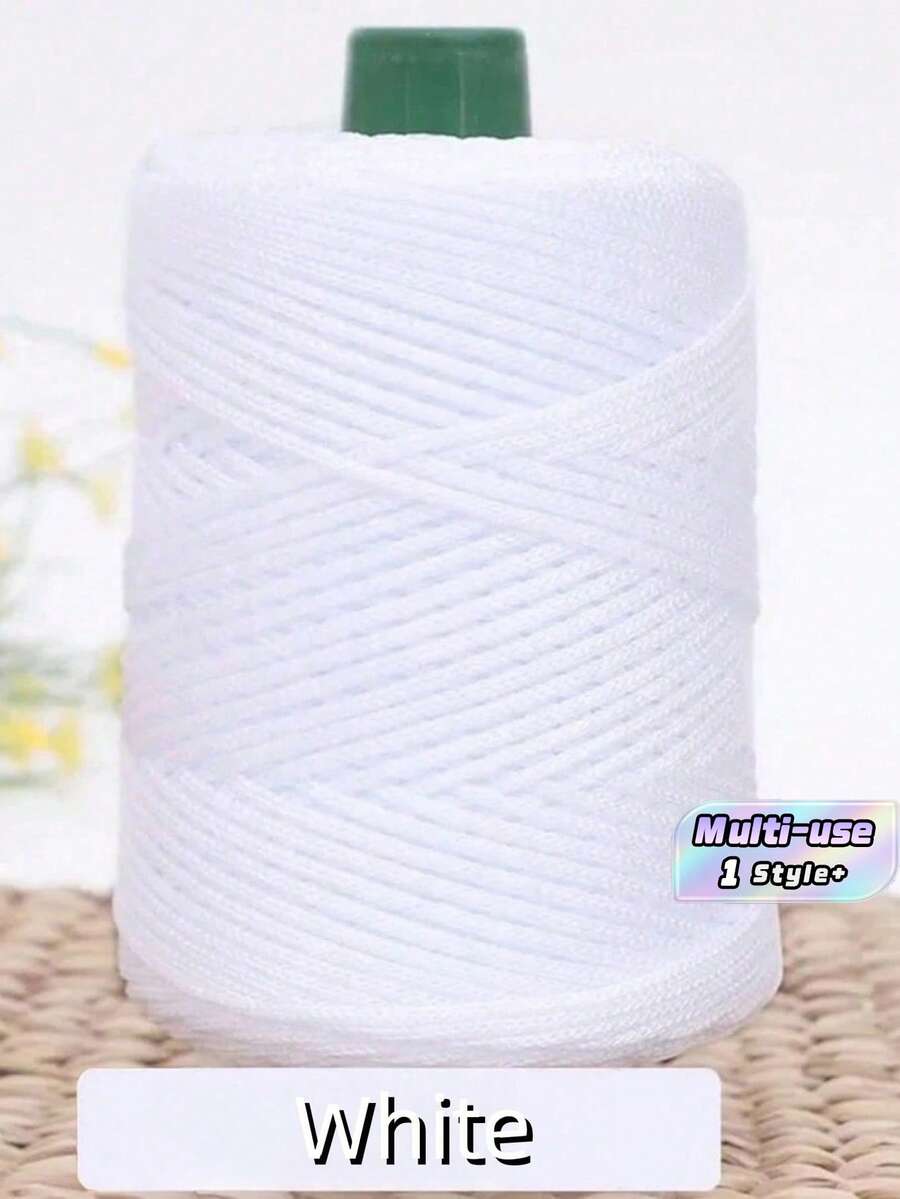 1 rollo de cuerda trenzada y retorcida de colores, cordón hueco para manualidades DIY, accesorios para bolsos hechos a mano, cinturones con cordón, decoración, hilo de polipropileno, hilo para ganchillo, hilo para bolsos hechos a mano, cojines, sombreros, hilo de poliamida de unicolor moderno para DIY - Blanco - Ver 1
