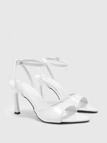 CUCCOO BIZCHIC Women's Fashionable Elegant Minimalist High Heel Sandals For Christmas Valentine's Day - Lacquer 473 White - View 7