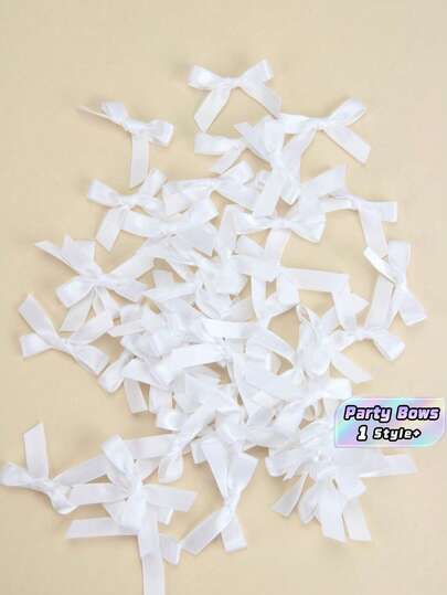50Pcs/Pack Colorful Ribbon Bows Gift Packaging Decoration Handicraft Card Decoration, Hair Accessories, Jewelry Bows, Wedding Party Decoration,Christmas Decor,Room Decor,Home Decor-White Christmas For Holiday Gift Giving
