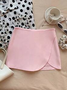 Comfortcana Váy quần quấn màu trơn dành cho nữ mùa hè, màu hồng nhạt - Màu Hồng baby - Xem 5
