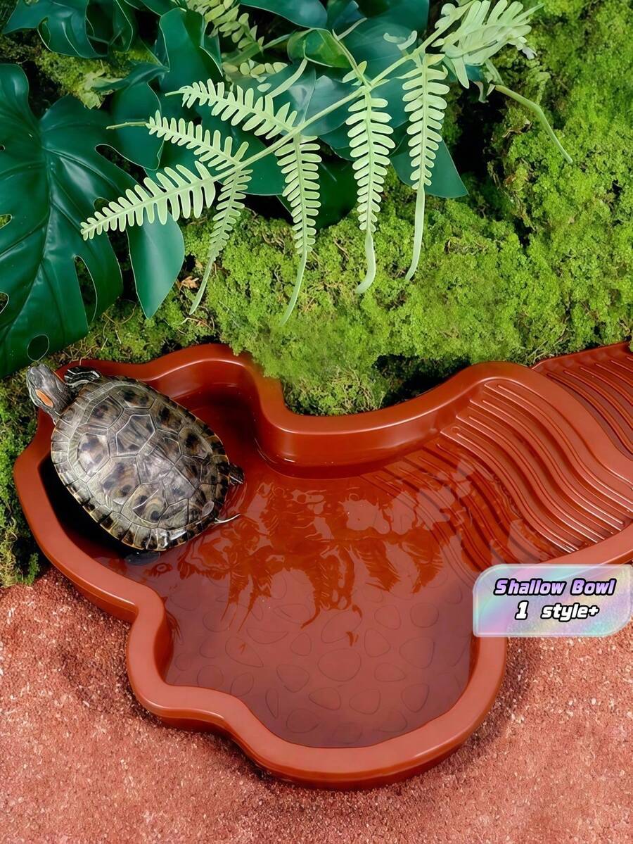 Large Reptile Bath Pool With River Shape Design, Smooth Round Edge Shallow Water Dish For Turtles Bearded Dragons Lizards Frogs, Tortoise Accessory - Multicolor - View 1
