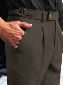 Manfinity Mode Men's Versatile Solid Color Commuter Pants - Brown - View 5