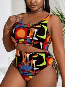 Slaydiva Traje de baño de una pieza con cordón lateral para mujer de talla grande - Negro - Ver 3