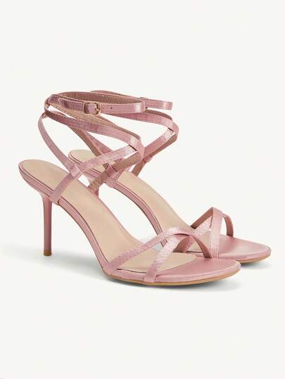CUCCOO CHICEST Sandalias de tacón alto con diseño cruzado de correa de satén para primavera/verano, sandalias de tacón alto de satén brillante y sexy de varios colores para mujer, ideales para banquetes, fiestas, citas, ir de compras, discotecas y regalos festivos