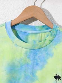 SHEIN Setelan 2 Potong untuk Remaja Laki-laki: Kaos Lengan Pendek dan Celana Pendek Kasual Motif Tie-Dye, Cocok untuk Liburan Musim Semi dan Musim Panas - MultiWarna - View 8