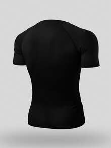 GymBeat Men's Breathable Four-Needle Six-Thread Raglan Sleeve Fitness Sports T-Shirt, Gym - Black - View 2