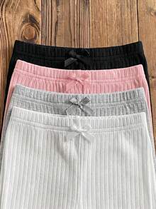SHEIN 4件套 女童纯色修身休闲打底裤 - 彩色 - 查看 3