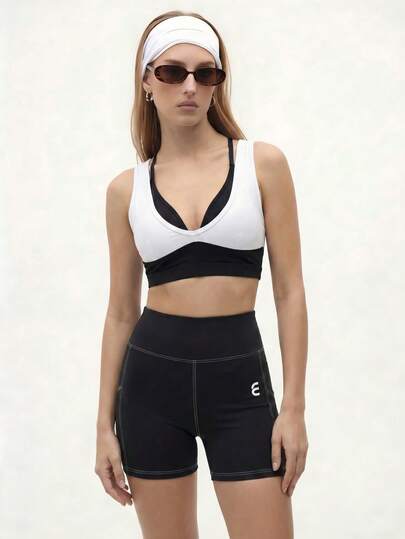 Eassivo Maglietta casual da donna con effetto bicolore da ballerina