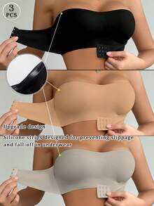 SHEIN 3pcs/Set Colorful Women's Front Closure Padded Bra Underwear Set - Multicolor - View 1
