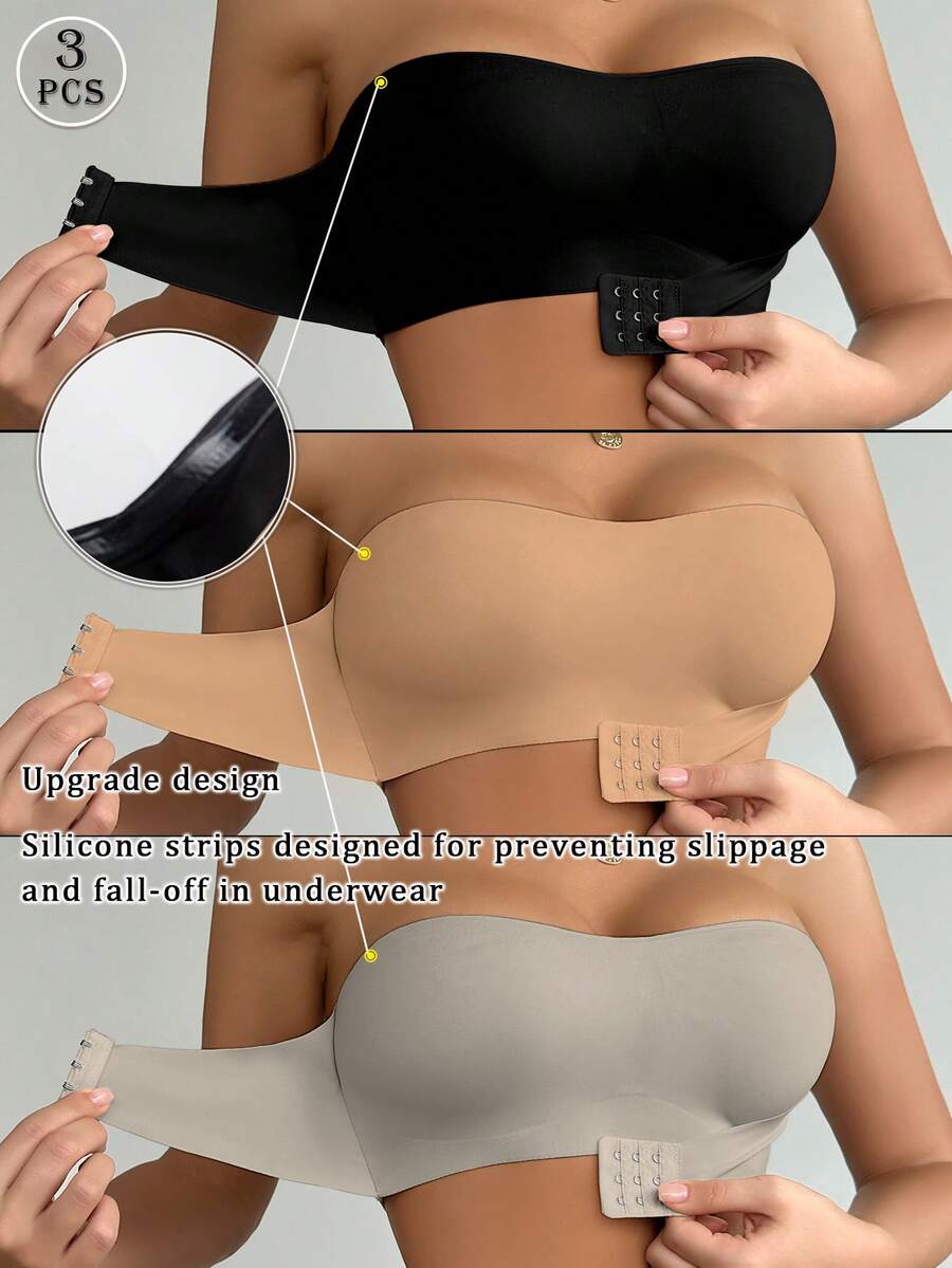 SHEIN 3pcs/Set Colorful Women's Front Closure Padded Bra Underwear Set - Multicolor - View 1