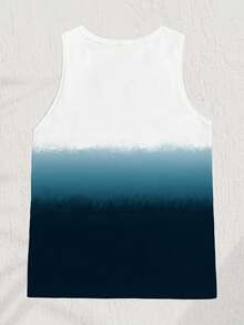 Solurane Áo tank top dáng ôm in họa tiết sọc ombre màu xanh hải quân, thích hợp mặc đi biển hoặc du lịch, dành cho nam giới. - Màu xanh hải quân - Xem 4