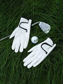 1 Sarung Tangan Golf, Sarung Tangan Kulit Unisex untuk Bermain Golf di Luar Ruangan, Anti Selip dan Bernapas untuk Tangan Kiri - tangan kiri berwarna putih - View 6