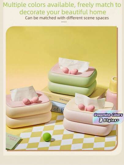 1PC Cute Storage Dopamine Colors Tissue Box Suitable For Living Room Coffee Table Desktop Office Bedroom Home Decor