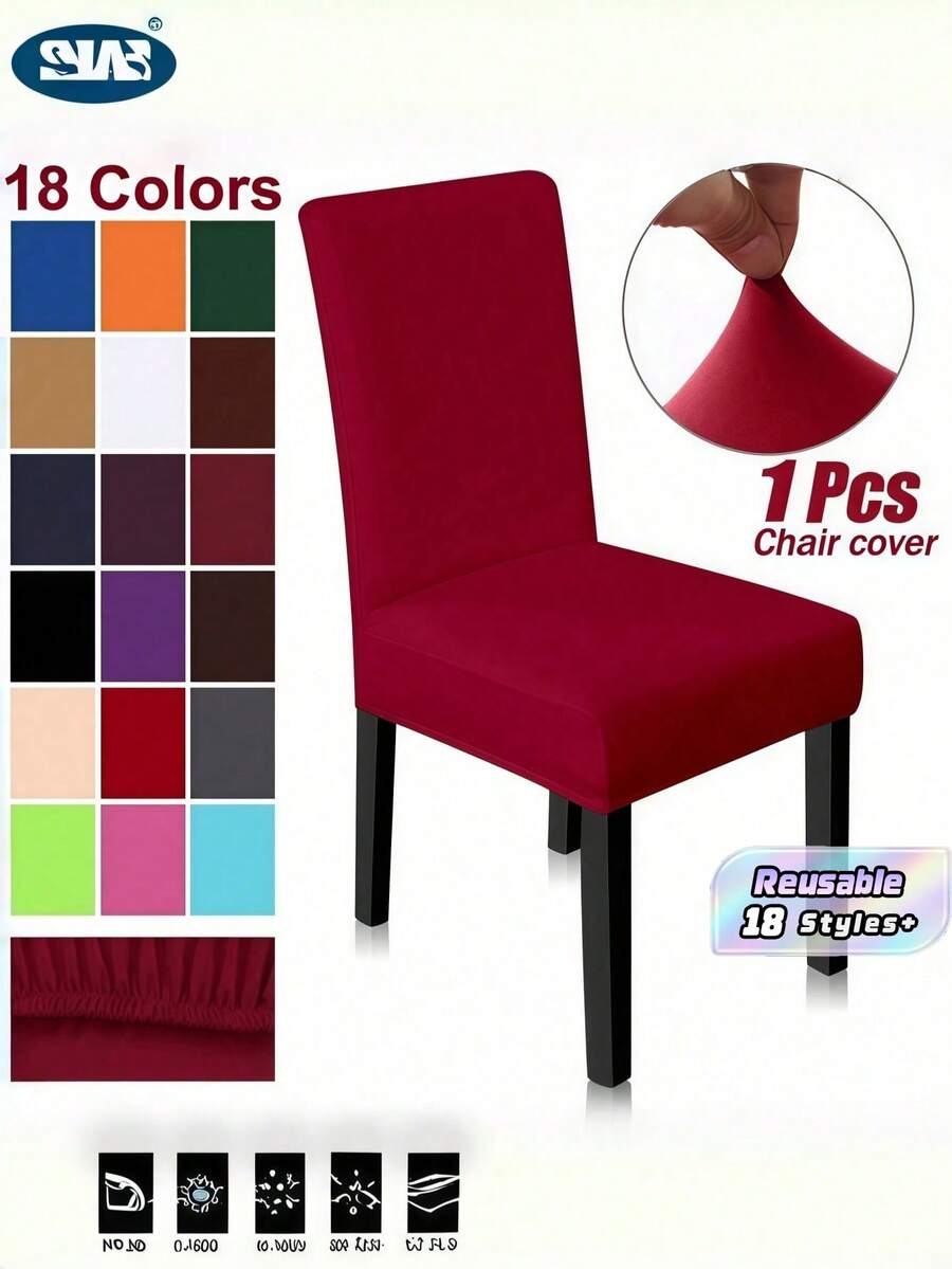 Stretch Chair Covers Elastic Spandex Slipcovers - Solid Color Adjustable Fit For Dining Room, Kitchen, Wedding, Banquet - Multicolor - View 1
