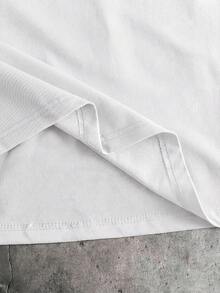 AXEPEAK Kemeja Polo Pria Kasual Sehari-hari dengan Motif Huruf dan Kerah Lipat, Musim Panas - Hitam dan Putih - View 7