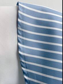 Viva Relle Blouse rayée sexy grande taille avec nœud - Bleu azur - Voir 7