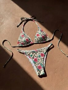 Anewsta 女士豹纹印花泳衣套装，度假沙滩装 - 彩色 - 查看 1