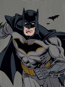 BATMAN X SHEIN 青少年男孩卡通印花圆领短袖休闲T恤 - 白色 - 查看 3