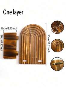 1pc Bohemian Multi-Layer Shelving Unit, Wave Shaped Floating Shelves, Wall Mounted Storage Rack, Candle Holder, Decorative Organizer For Bathroom, Living Room - Brown - View 14