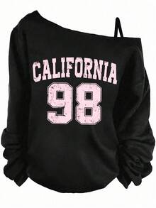 Slaydiva Plus Size Women's Sleeveless T-Shirt, Pink Numeric 98 Print Fall - Black - View 1