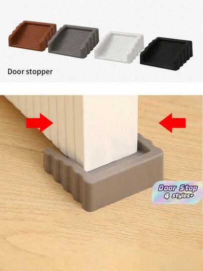 4 piezas Tope de puerta de plástico mate a prueba de viento, resistente, con textura antideslizante inclinada para pisos de madera, baldosas y mármol, para uso doméstico y oficina