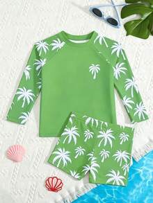 Bộ đồ bơi thời trang mới cho bé trai, bộ hai mảnh tay dài và quần đùi. - Nhiều màu - Xem 3