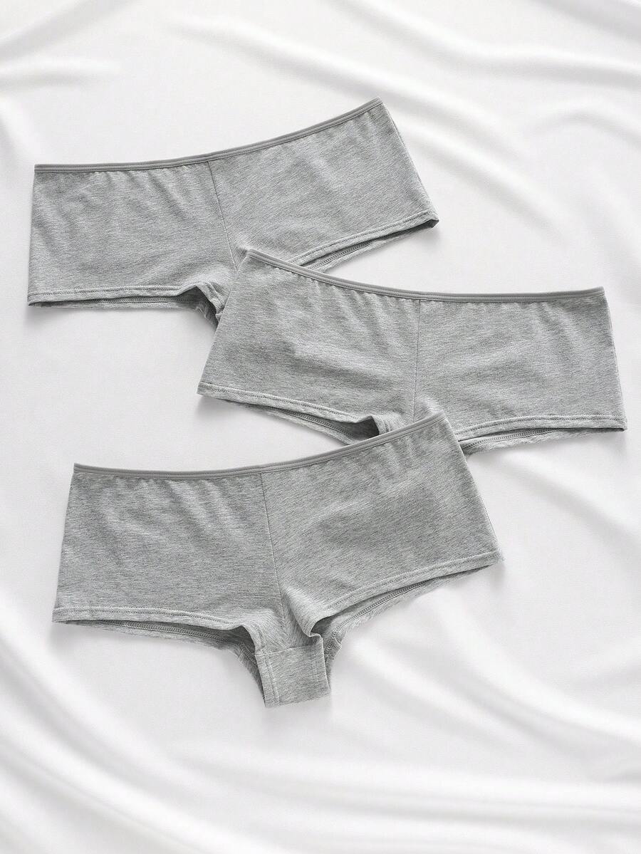 Ocili 3 piezas de bragas cómodas de unicolor para mujer, adecuadas para uso diario - Gris Oscuro - Ver 1