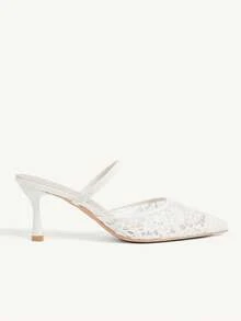 CUCCOO CHICEST Women Shoes Four Seasons New Embroidery Mesh Design Pointed, High Heel Romantic Elegance Stylish Mesh Women's High Heel Shoes Hoop Dress Dating Afternoon Tea Wedding Party Valentine's Day Elegant Dress - Apricot E - View 3