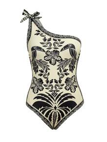 SHEIN BamGlam Bộ đồ bơi liền thân in họa tiết thời trang dành cho nữ, thích hợp cho mùa xuân/hè. - Nhiều màu - Xem 7