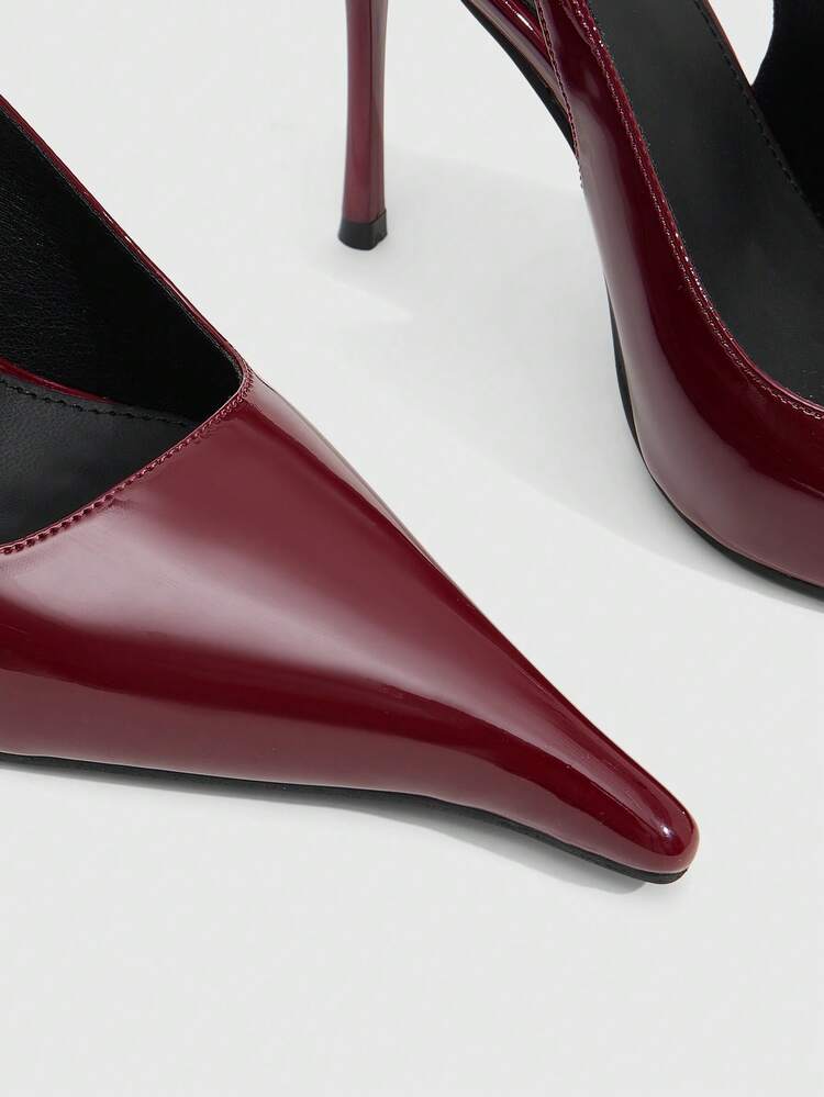 CUCCOO SZL Women's High Heels 10.5CM Long Pointed Kitten Heel Solid Color Burgundy High Heels Easy To Wear With A Pedal Sexy Versatile Elegant Stilettos Suitable For Daily Commuting/Party Women's Shoes