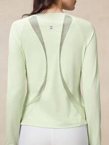 OutZeal Gym Top Women Outdoor Tee Workout Workout Summer Quick-Dry Mesh Panel Slim-Fit Long Sleeve Top - light green - View 9