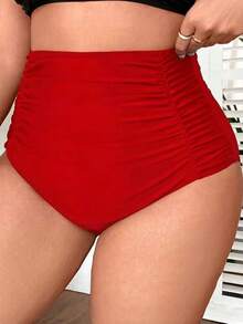 Swim Lushoire Quần bơi size lớn 2026 mới, cạp cao, nhún eo kiểm soát bụng, cho kỳ nghỉ, tiệc bãi biển, màu đỏ, mùa hè - Đỏ - Xem 3