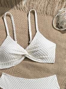 Swim Vcay Women's Solid Color Swimwear Set For Vacation & Beach - White - View 3