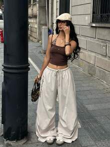 Women's Color-Blocked Parachute Pants For Spring And Summer Outings And Concerts - Apricot - View 7