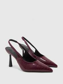 CUCCOO BIZCHIC A Pair Of Pointed Back Strap Stiletto High Heels, Breathable Slingback Design, Shoes Suitable For Multiple Scenarios In Workplace Dating - Burgundy - View 5