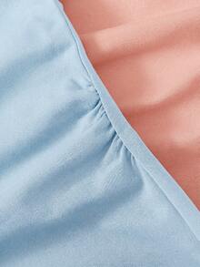 SHEIN BASICS 2件/組 女款休閒素色針織圓領短袖迷你洋裝 夏季服飾 - 彩色 - 查看 5